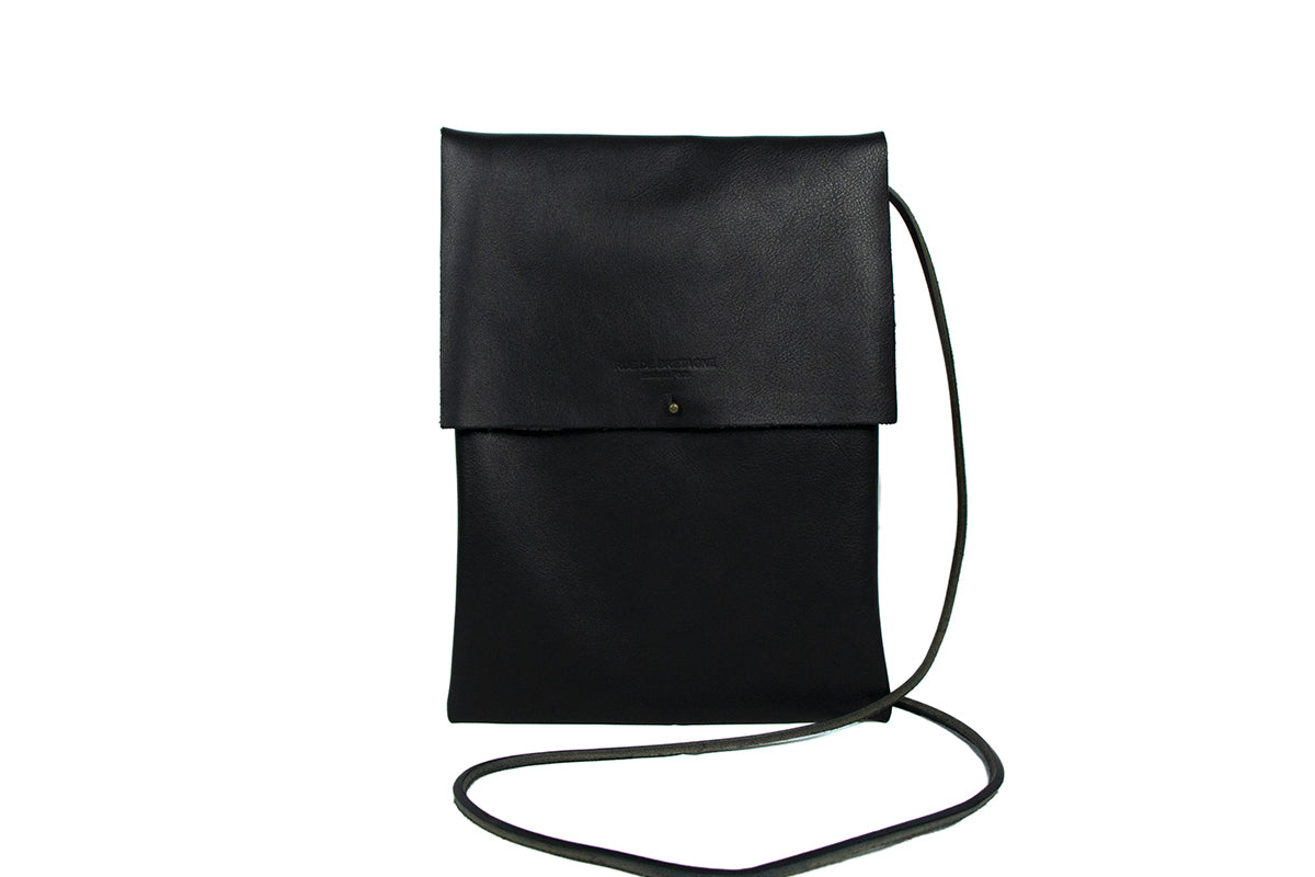 Wide Shoulder Strap – Black Leather