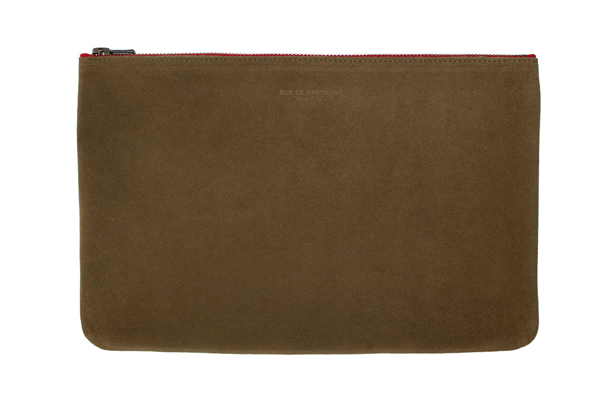 Trousse Large – Vachette Velours Tabac