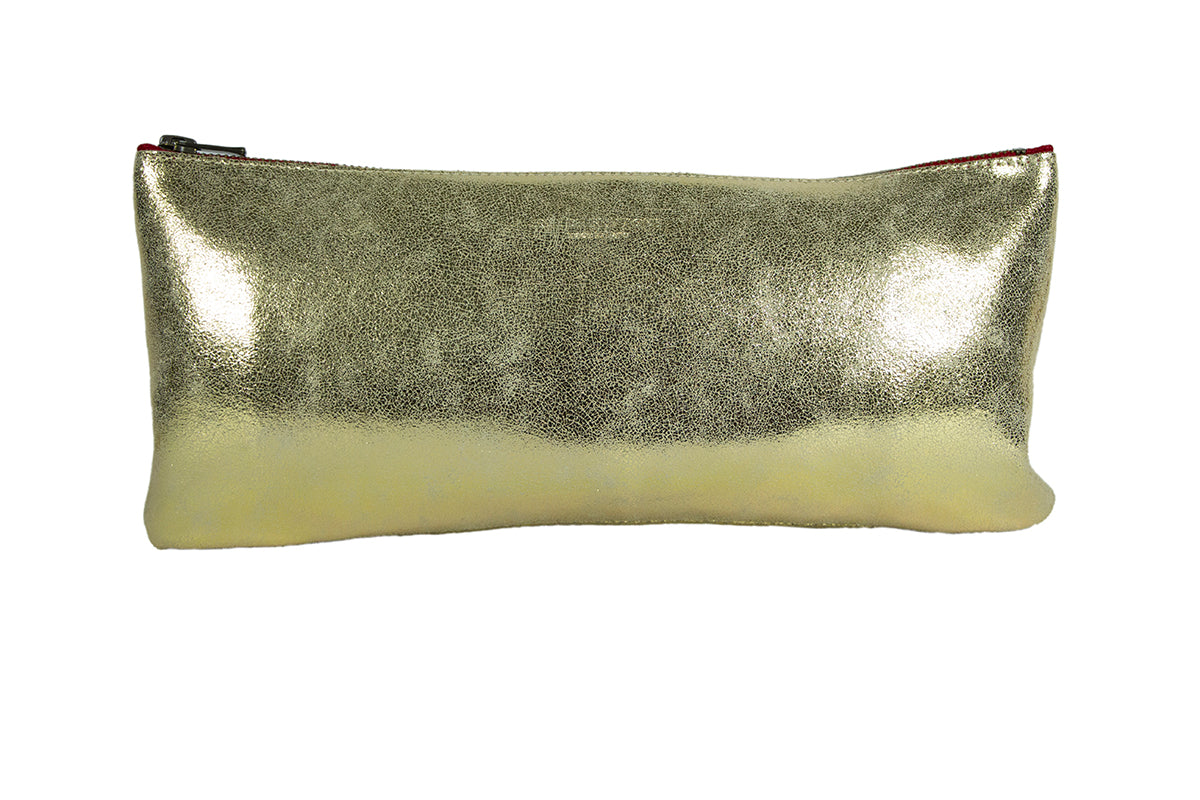 Trousse Longue - Vachette Velours Brillant Or