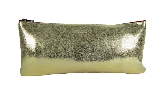 Trousse Longue - Vachette Velours Brillant Or