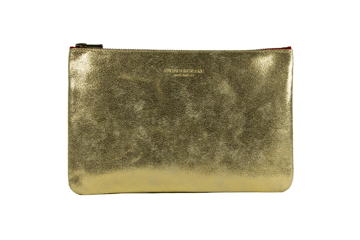 Trousse Medium – Vachette Velours Brillant Or